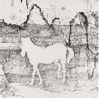Lin Guocheng, A White Colt Passing A Crevice, Pen and ink on paper, 440cm x 150cm, 2012